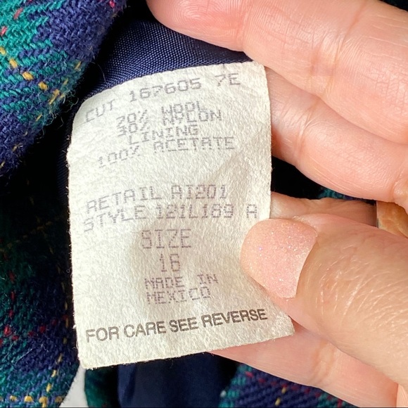 Vintage Koret Blue Plaid Wool Career Blazer 16 - Picture 4 of 6